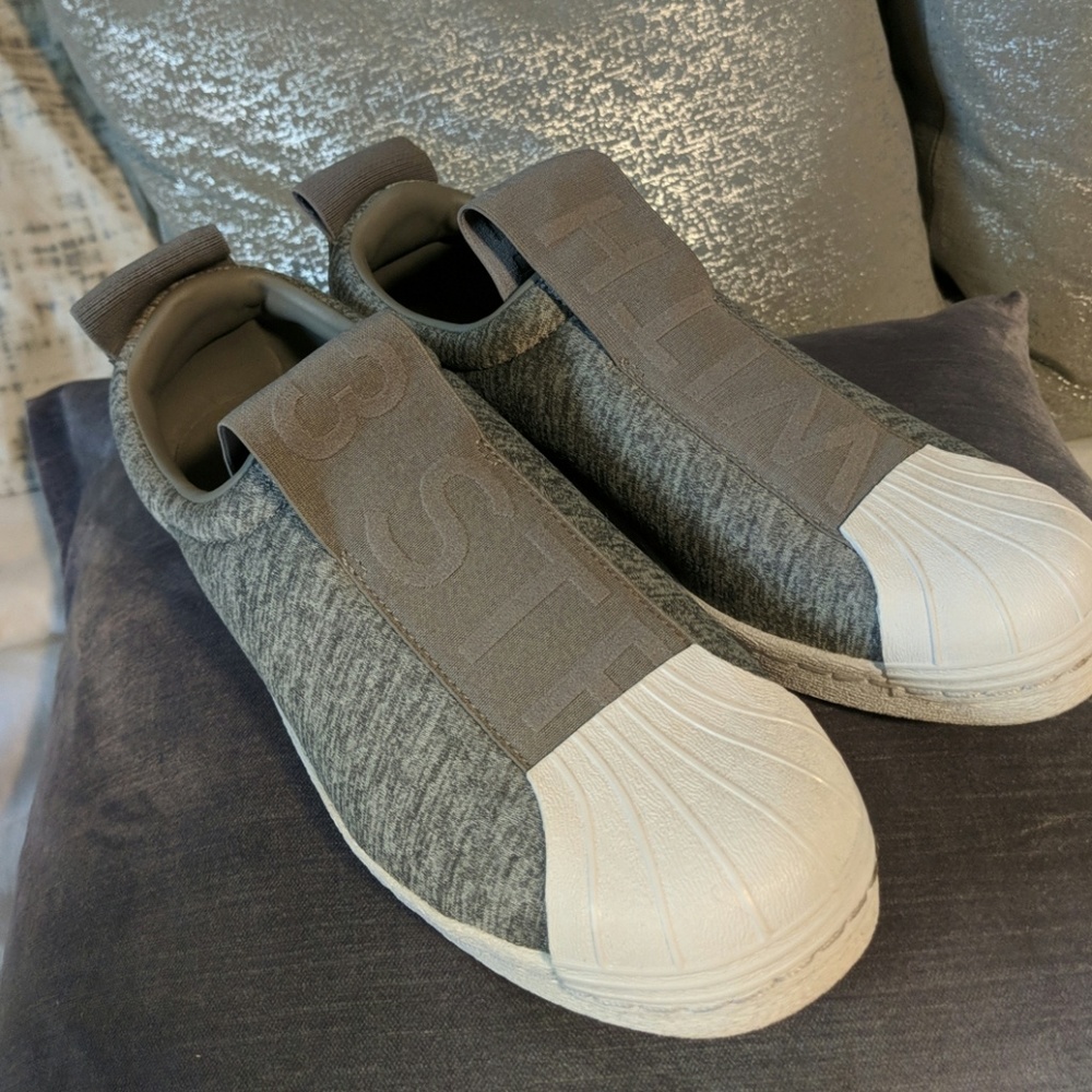 Adidas Grey SuperStar Slip Ons 8.5